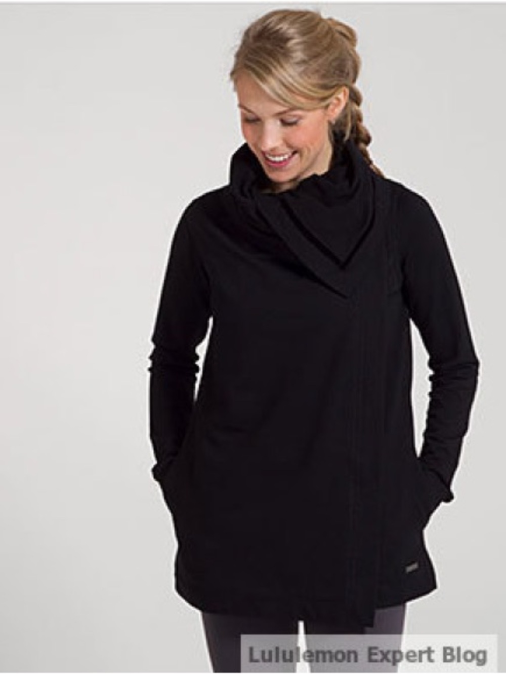 lululemon athletica Black Asymmetrical Cowl Neck Tunic Sweater